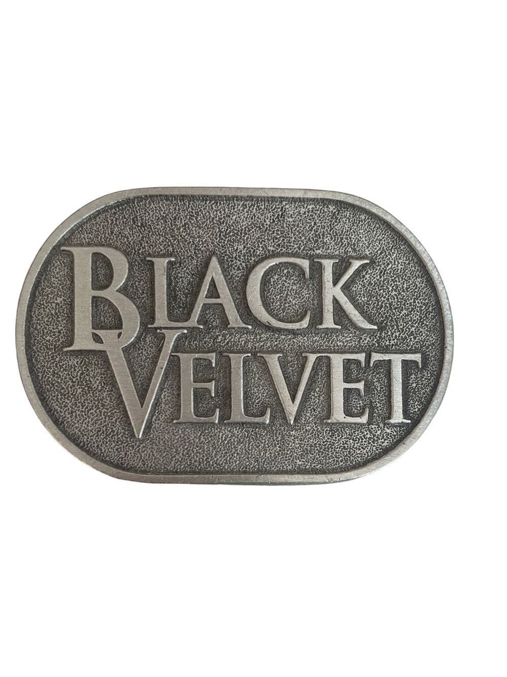 Vintage metal Black Velvet belt buckle